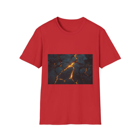 Cracked Earth with Glowing Veins Graphic Unisex Softstyle T-Shirt - Red Variant