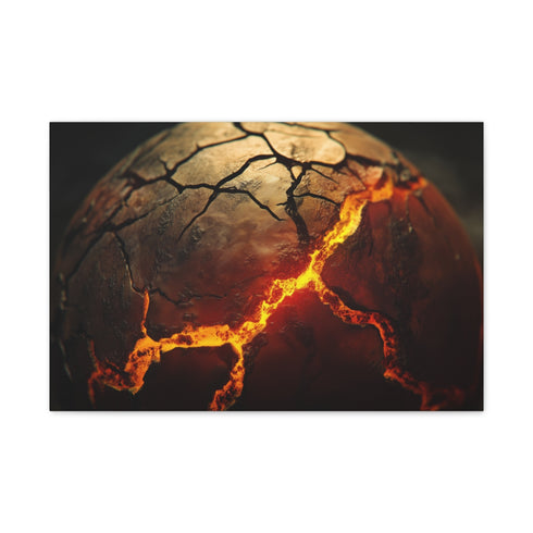 Cracked Planet with Lava Veins (Edition V) — 24×16 Canvas Wall Art — Front Gallery-Wrapped Canvas View