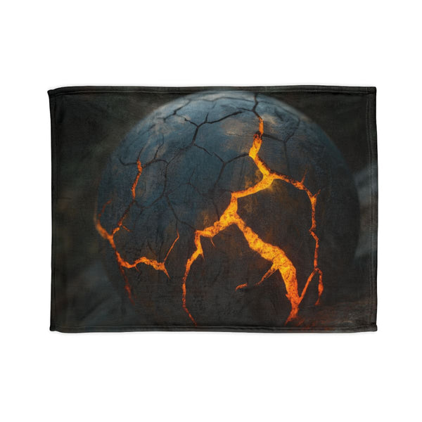 Cracked Planet with Lava Veins — Plush Fleece Throw Blanket — Full Spread Plush Fleece Artwork View