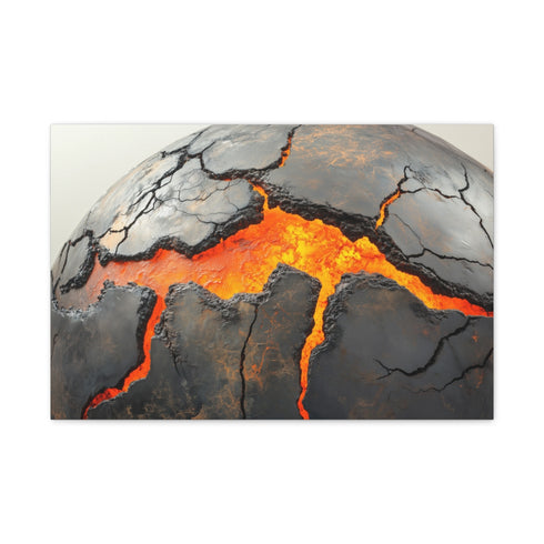 Cracked Planet with Lava Veins — 24×16 Canvas Wall Art — Front Gallery-Wrapped Canvas View