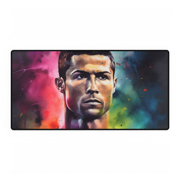 Cristiano Ronaldo Watercolor Neon Colors — XXL Gaming Desk Mat — Full Top-Down Artwork View