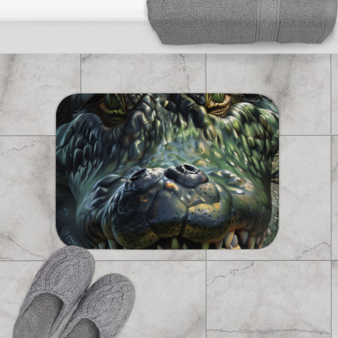 Crocodile — 61×43 Memory Foam Bath Mat — Modern Bathroom Floor Lifestyle View