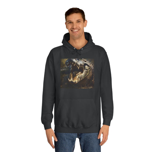 Crodcodile Painting Graphic Unisex College Hoodie - Lifestyle Model View
