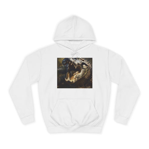 Crodcodile Painting Graphic Unisex College Hoodie - Arctic White Front