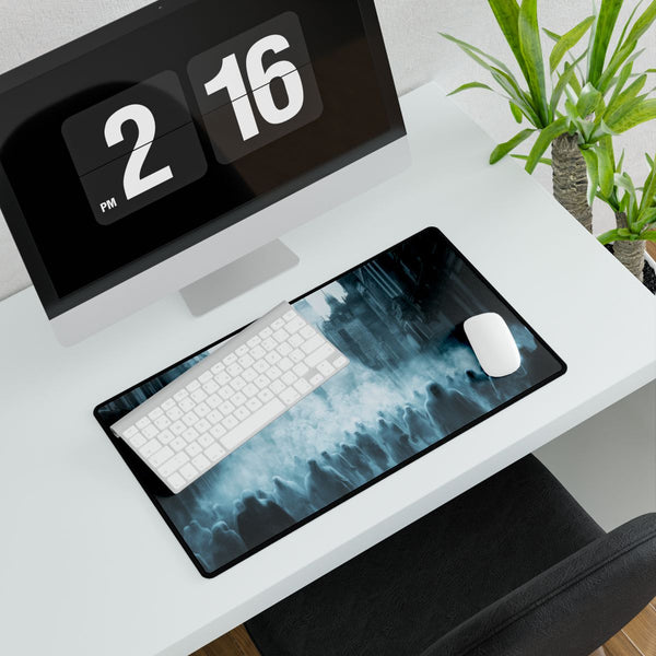 Crowd of Ghosts Walking Through a City (Edition III) — XXL Gaming Desk Mat — Gaming & Workspace Desk Setup View