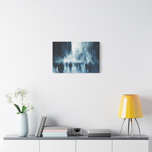 Crowd of Ghosts Walking Through City — Stretched Canvas Wall Art — Living Room Wall Lifestyle View