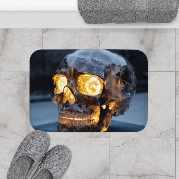 Crystal Skull with Glowing Eyes (Edition II) — 61×43 Memory Foam Bath Mat — Modern Bathroom Floor Lifestyle View