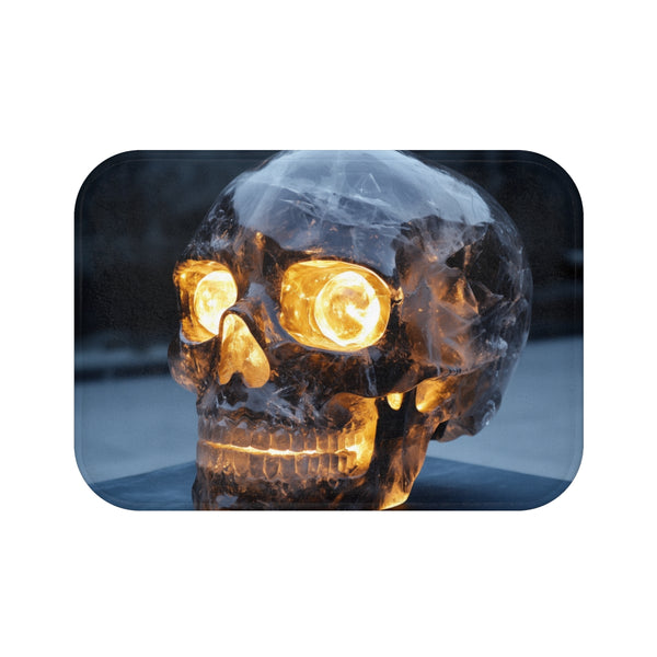 Crystal Skull with Glowing Eyes (Edition II) — 61×43 Memory Foam Bath Mat — Top-Down Velvet Microfibre Artwork View