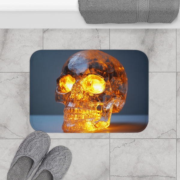 Crystal Skull with Glowing Eyes (Edition III) — 61×43 Memory Foam Bath Mat — Modern Bathroom Floor Lifestyle View