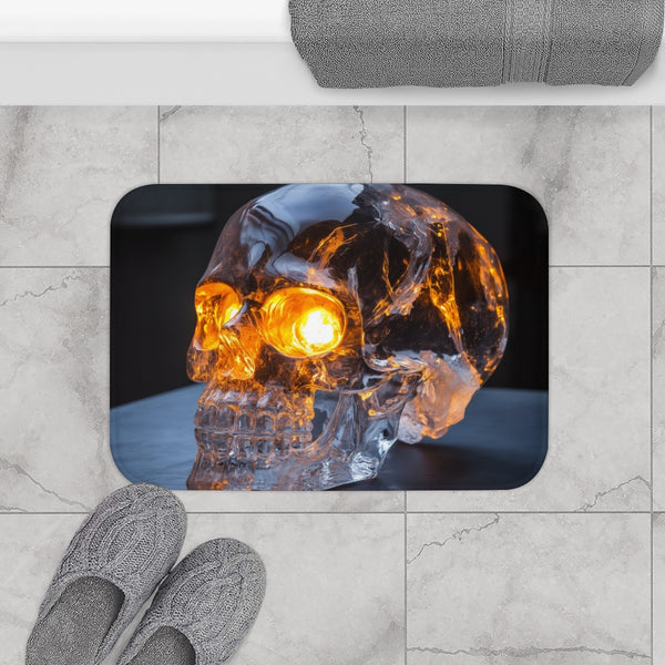 Crystal Skull with Glowing Eyes (Edition IV) — 61×43 Memory Foam Bath Mat — Modern Bathroom Floor Lifestyle View
