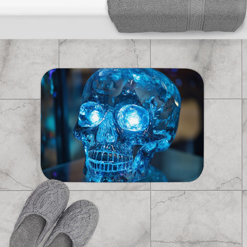 Crystal Skull with Glowing Eyes — 61×43 Memory Foam Bath Mat — Modern Bathroom Floor Lifestyle View