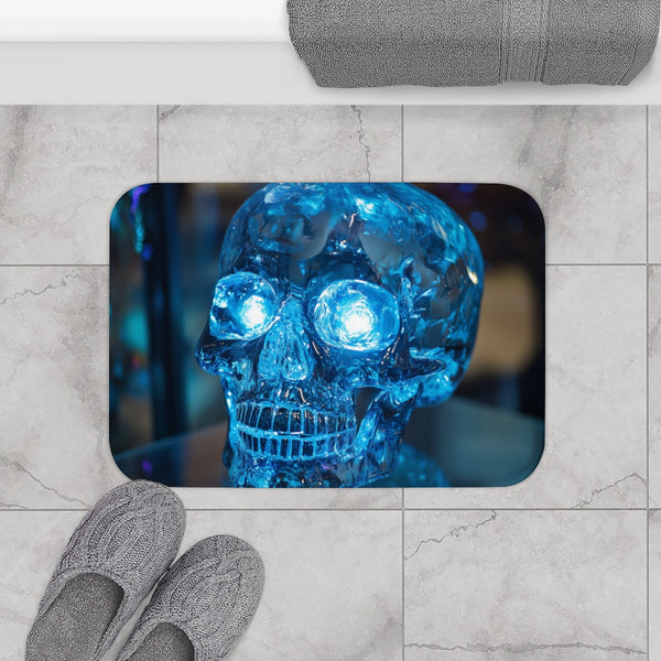Crystal Skull with Glowing Eyes — 61×43 Memory Foam Bath Mat — Modern Bathroom Floor Lifestyle View