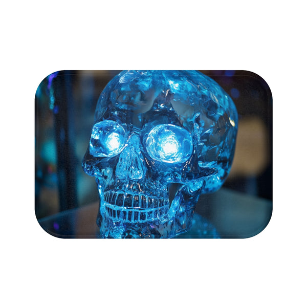 Crystal Skull with Glowing Eyes — 61×43 Memory Foam Bath Mat — Top-Down Velvet Microfibre Artwork View
