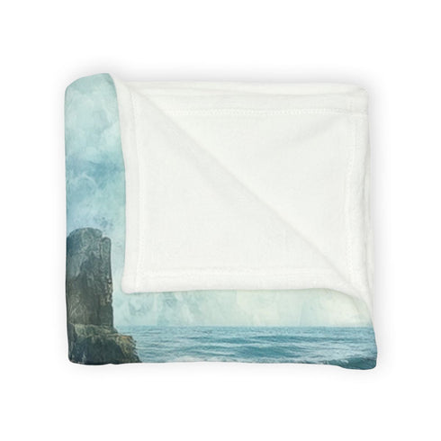 Crystal Tide Sweeping over Ruins — 50×60 Plush Throw Blanket — Draped Over Sofa & Bed Lifestyle View