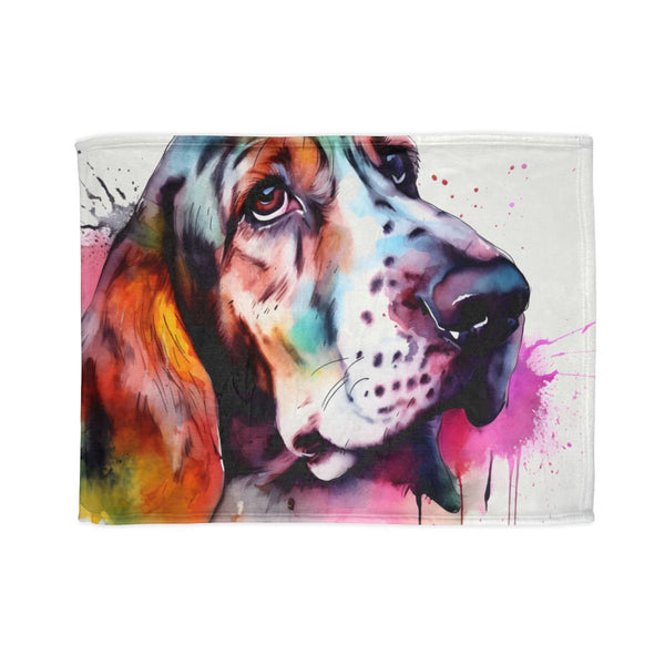 Adorable Basset Hound Puppy Peeking Out — 50×60 Plush Throw Blanket — Full Flat Artwork View