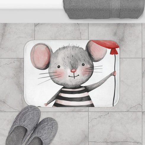 Cute Birthday Card Illustration Luxury Memory Foam Bath Mat - Bathroom Lifestyle View