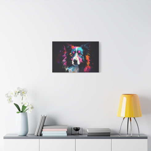 Cute Collie — Stretched Canvas Wall Art — Living Room Wall Lifestyle View