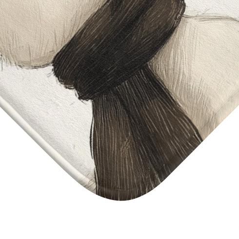 Cute Little Duck Wearing Dark Yellow Luxury Memory Foam Bath Mat - Microfibre Texture Close-Up