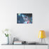 Cyber Geisha under Data Rain — Stretched Canvas Wall Art — Living Room Wall Lifestyle View