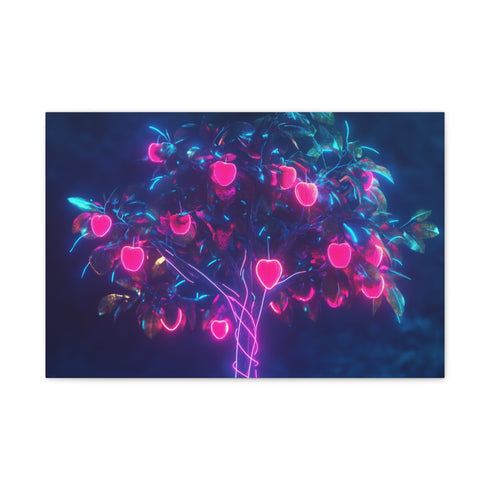 Cyber Tree with Neon Fruit (Edition IV) — 24×16 Canvas Wall Art — Front Gallery-Wrapped Canvas View