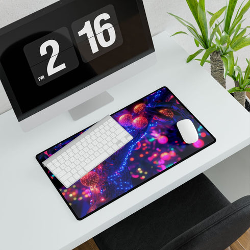 Cyber Tree with Neon Fruit — XXL Gaming Desk Mat — Gaming & Workspace Desk Setup View