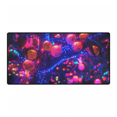 Cyber Tree with Neon Fruit — XXL Gaming Desk Mat — Full Top-Down Artwork View