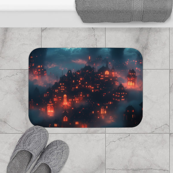 Cyber Village Above Clouds of Flame — Memory Foam Bath Mat — Modern Bathroom Floor Lifestyle View