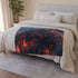 Cyber Village above Clouds of Flame Plush Fleece Throw Blanket