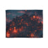 Cyber Village above Clouds of Flame Plush Fleece Throw Blanket