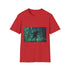 Cyber Wolf Running Through Code Rain — Graphic Cotton T-Shirt — 100% Ring-Spun Cotton Fabric & Print Detail