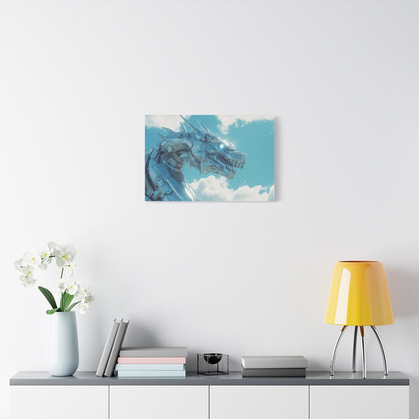Cybernetic Dragon in the Sky (Edition IV) — Stretched Canvas Wall Art — Living Room Wall Lifestyle View