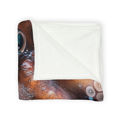Cybernetic Octopus Tangled in Data Lines — 50×60 Plush Throw Blanket — Draped Over Sofa & Bed Lifestyle View