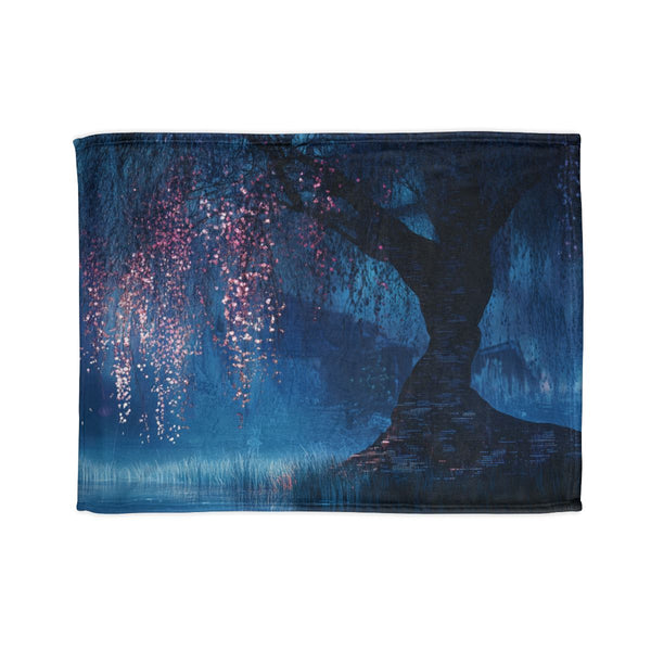 Cybernetic Tree in Digital Swamp — Plush Fleece Throw Blanket — Full Spread Plush Fleece Artwork View