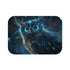 Cyberpunk Owl with Digital Feathers — 61×43 Memory Foam Bath Mat — Top-Down Velvet Microfibre Artwork View