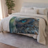 Cyberpunk Owl with Digital Feathers — 50×60 Plush Throw Blanket — Draped Over Sofa & Bed Lifestyle View