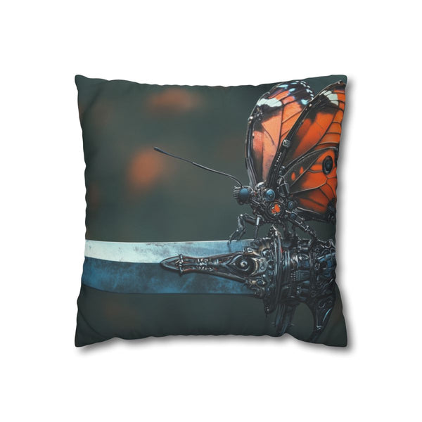 Cyborg Butterfly Perched on Sword (Edition IV) — Double-Sided Cushion Cover — Front Double-Sided Cushion View