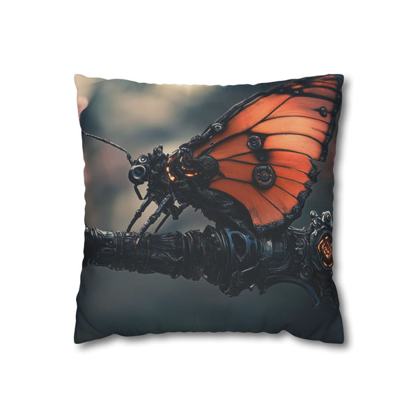 Cyborg Butterfly Perched on Sword (Edition V) — Double-Sided Cushion Cover — Front Double-Sided Cushion View