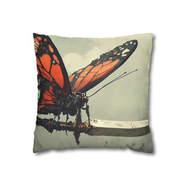 Cyborg Butterfly Perched on Sword (Edition VI) — Double-Sided Cushion Cover — Front Double-Sided Cushion View