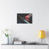 Cyborg Butterfly Perched on Sword — Stretched Canvas Wall Art — Living Room Wall Lifestyle View