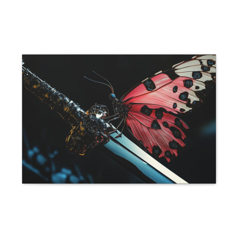 Cyborg Butterfly Perched on Sword — Canvas Wall Art — Front Gallery-Wrapped Canvas View
