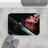 Cyborg Butterfly Perched on Sword — Memory Foam Bath Mat — Modern Bathroom Floor Lifestyle View
