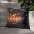 Cyborg Hand Holding Fireflies — Double-Sided Cushion Cover — Sofa & Armchair Living Room Lifestyle View