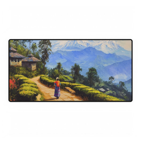 Darjeeling West Bengal Painting Backdrop of the Him — XXL Gaming Desk Mat — Full Top-Down Artwork View