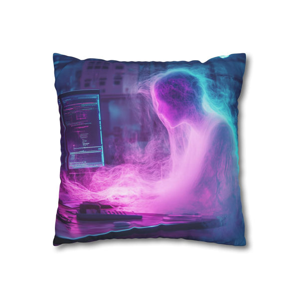 Data Ghost Drifting through Abandoned Double-Sided Square Cushion Cover
