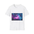 Cyberpunk Data Ghost in Abandoned Lab — Graphic Cotton T-Shirt — Front Graphic Print View