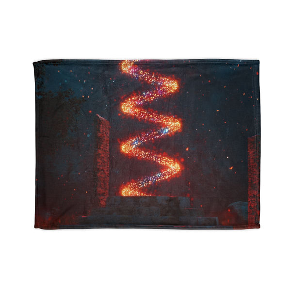 Data Helix Spinning above Stone Altar Plush Fleece Throw Blanket