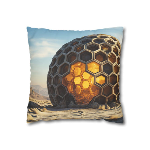 Data Hive Rising from Desert Floor — 40×40 Cushion Cover — Front 40×40 cm Square Cushion View