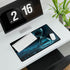 Data Stream Flowing into Hourglass — XL & XXL Desk Mat — Gaming & Workspace Desk Setup View
