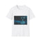Data Stream Flowing into Hourglass (Edition II) — Unisex Graphic Cotton T-Shirt — Front Graphic T-Shirt Print View