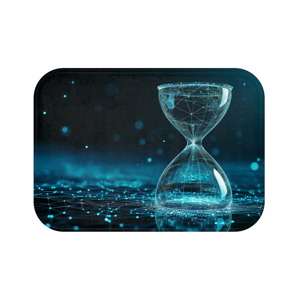 Data Stream Flowing Into Hourglass — Memory Foam Bath Mat — Top-Down Memory Foam Bath Mat View